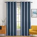 MIULEE Blackout Room Darkening Curtains Thermal Insulated Black Out Drapes Solid Window Treatment Grommet Light Blocking Curtain for Living Room Bedroom 2 Panels Set 52 x 84 inch Length Stone Blue