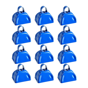 BLUE PANDA 10 Pack 3-inch Cowbells with Handle, Blue Hand Percussion Cow Bells Noise Makers for Sporting Events, Football Games and Celebrations - Cowbell Noise Maker