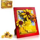 Sunflowers Building Blocks Set, Sunflower Botanical Wall Art Building Toy for Home Office Decor, Christmas Birthday Presents for Lover Women 14+ Girls Boys Adults 454PCS