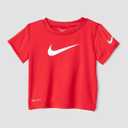 Nike Baby Dri-FIT Swoosh Logo T-Shirt and Mesh Shorts 2-Piece Outfit Set (Red), 18M