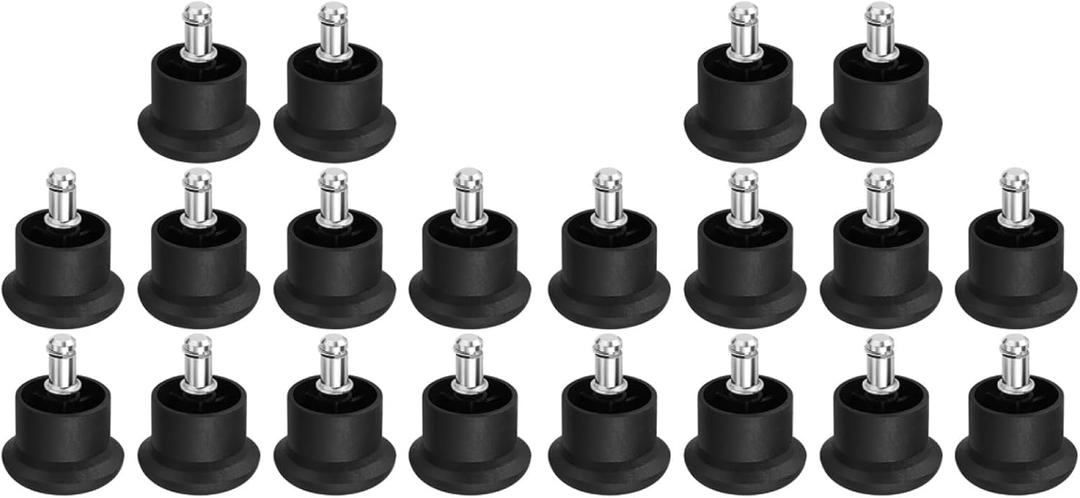 Chair Fixed Casters Replacement, 20 Pcs Office Chair Stationary Castors Non Rolling Chair Feet Low Profile Bell Glides Short Plastic Glides Chair Feet Wheel Stopper (Snap in)