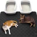 Cat Litter Mat Litter Trapping Mat, Black Premium Durable PVC Grid Mesh with Scatter Control, Non-slip, Less Waste Cat Litter Box Mat, Soft on Kittys Paws, Urine Waterproof 47" x 35"