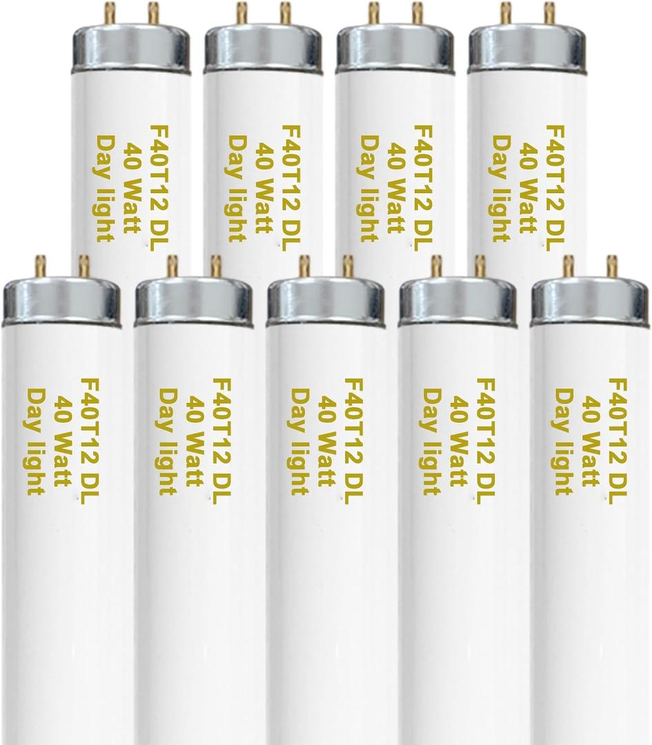 T12 48 Inches 40 Watt Luminous Tube, F40T12/865 Light Bulb, 6500K Daylight, 3050 Lumens, 4ft  Luminous Bulb, G13 Bi-Pin Base 9 Count