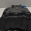 MAGCOMSEN Men's Sweaters 1/4 Zip Cotton Sweater Pullover Polo Sweaters Striped Fall Winter Warm Sweatshirts (Large, Dark Grey Black)