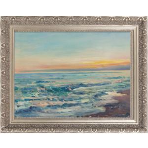 Silver 24x36 Frame for Stretched Canvas Painting Board, 2.4 Wide Baroque Wood Ornate Picture Frame For Home Staircase Hallway Fireplace Decoration (Empty Frame, No Glass Cover&Backboard)
