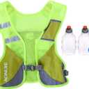 AONIJIE Running Hydration Vest Backpack,Lightweight Insulated Pack for Hiking Trail Running Cycling Race Marathon (Green + 2 Pcs 250ml Bottles)