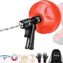 25 FT Double Mode Drain Snake Tools, 14-in-1 Drain Auger for Sink and Drain Unblocking, Plumbing Snake for Kitchen, Bathrom and Shower Sink, Drain Clog Remover for Real DYIsUpgraded (25FT-Red&Black)