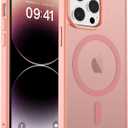 zapica Magnetic for iPhone 14 Pro Max Case, [Compatible with MagSafe] [Military Grade Drop Protection] Translucent Matte Shockproof Anti-Scratch Phone Cover, Light Pink