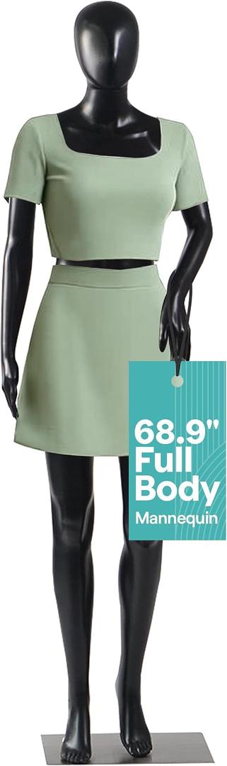 SereneLife Premium Female Mannequin 68.9" Life-Size Dress Form with Realistic Face, Rotating Head, Flexible Limbs, Detachable Body & Sturdy Metal Base for Boutiques, Exhibits & Fashion Display