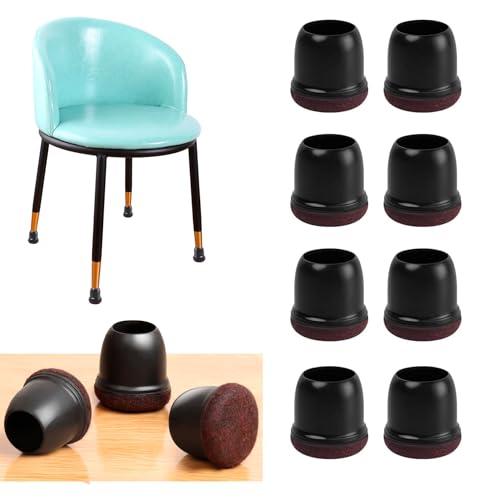 Silicone Chair Leg Floor Protectors with Felt, 16PCS Folding Card Table and Chairs End Tips Chair Leg Caps for Hardwood Floor, Black Metal Furniture Feet Floor Protectors(Round, Fit:0.75"-1.1")