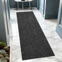 2x10 ft Outdoor Runner Rug, Non-Slip Indoor Outdoor Carpet Runner with TPR Backing, Waterproof Mat for Hallway, Kitchen, Patio, Garage, Deck, Entryway, Black Fine Stripes