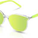 Retro Round Sunglasses for Women, Pink Sunglasses Womens with Classic Trendy Frame Sunnies Shades UV400 Blocking (Green)