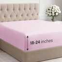 Extra Deep Queen Fitted Sheet - Hotel Luxury Single Fitted Sheet Only - Easily Fits 18 inch to 24 inch Mattress - Ultra Soft, Wrinkle & Fade Free w/Extra Deep Pocket - Breathable & Comfy - Light Pink