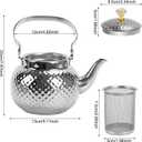 Hammered Tea Kettle, Stainless Steel Tea/Coffee Pot Loose Leaf Teapot for Tea, Milk, Coffee, 1.2L Teapot with Strainer Stovetop Tea Kettle, Outdoor Travel Supplies, Gift For Tea (Silver)