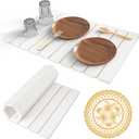 Stone Dish Drying Mat, 24"(L)16"(W) - Fast-Drying, Collapsible Kitchen Counter Mat for Dishes, Cups & Bottles with Sanding Tool + Placemat, White