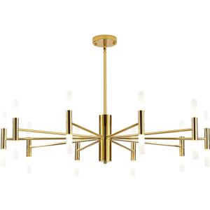 BOKT Mid Century Gold Sputnik Chandelier Large 20-Lights LED Chandelier Semi Flush Mount Ceiling Light Contemporary Round Dining Room Island Pendant Light Fixture