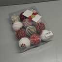 12PCS Burlap Christmas Ornaments, Rustic Jute Wrapped Balls 3.15", Snowflake Embroidered & Plaid Pattern Farmhouse Ornaments for Christmas Tree