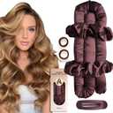 Jumbo Heatless Hair Curler Set-Satin Heatless Curls Overnight, Jumbo Curling Rod Headband, No Heat Curlers To Sleep in (Burgundy)