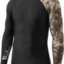 HUGE SPORTS Men's Rash Guard Long Sleeves UPF 50+ UV Sun Protection Quick Drying Splice Compression Swim Shirts Size Medium
