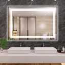 Amorho 44"X36" LED Bathroom Mirror with Black Frame, Front Light and Backlit, Stepless Dimmable, Anti-Fog, Shatter-Proof, Memory, 3 Colors, Double LED Vanity Mirror