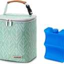Breast Milk Cooler Bag with Ice Pack Fits 4 Baby Bottles Up to 9 Ounce, Baby Bottle Bag for Nursing Mom Daycare-Green