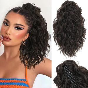 Ponytail Extension 12 Inch Claw Clip Ponytail Extension Clip on Ponytails for Women Drawstring Curly Ponytail Wig Sythetic Hair Pieces