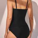 Eomenie Women's Swimsuit Tankini Tummy Control Bathing Suits Two Piece Full Coverage Slim Swim Suits with High Waisted Bottom (Black, XXL)