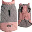 Reversible Dog Coats for Small Dogs Waterproof Warm Puppy Jacket for Cold Winter, Pink and Grey, XS