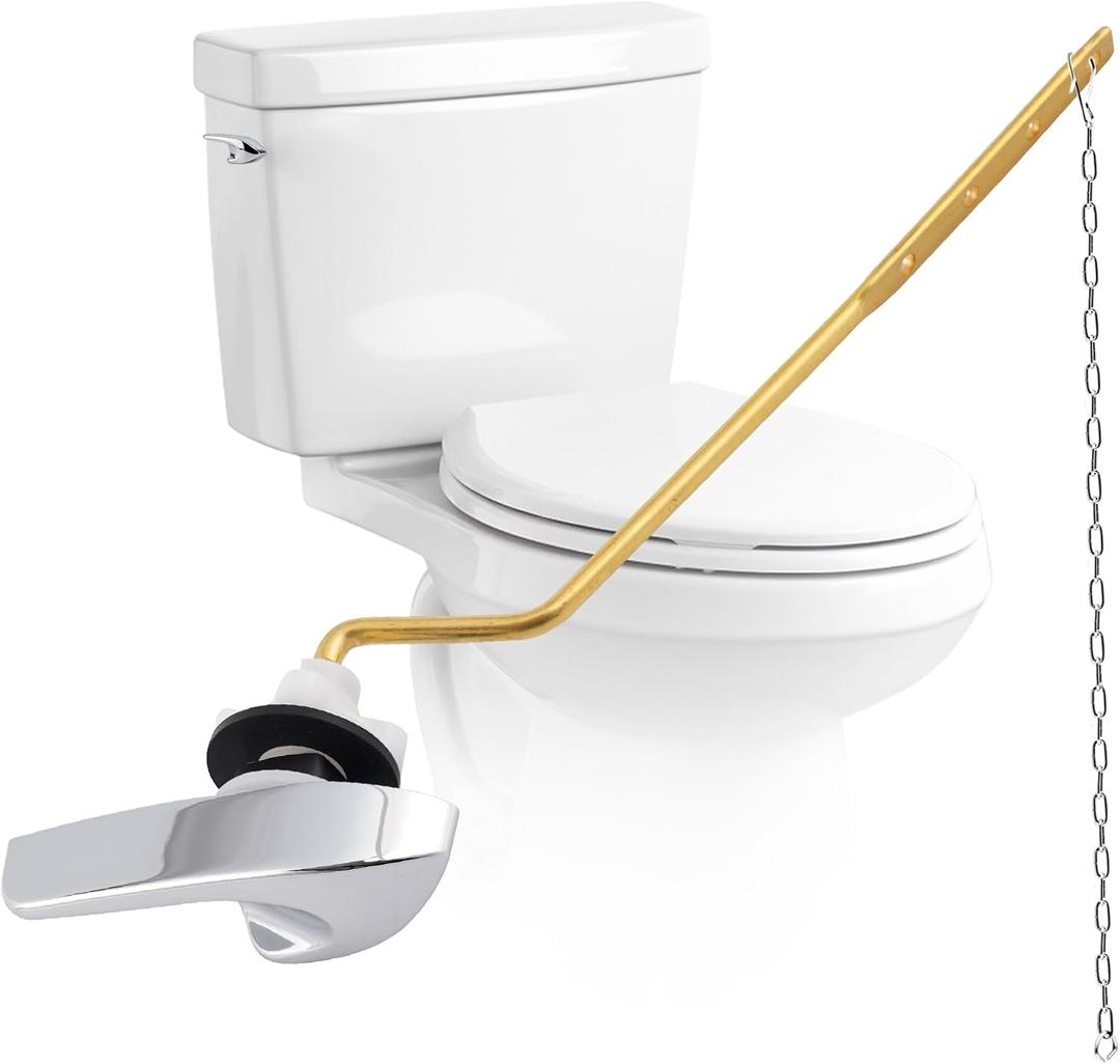 iFealClear Universal Toilet Handle Replacement Kit, Side/Angle Mount Toilet Flush Handle Compatible with Kohler K-GP30324-CP/TOTO/American Standard, Stainless Steel Flapper Chain, Chrome