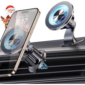 for MagSafe Car Mount Magnetic Phone Holder for Car [2025 Upgraded 22X Magnets & Double-Hooks] Phone Holders for Your Car Stand for Dashboard Vent GPS for iPhone 17/16/15/14/13 Android etc (Black)