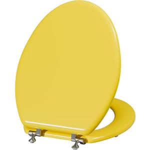 Angol Shiold Wood Toilet Seat, Zinc Alloy Hinges (Elongated, Yellow)