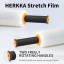 Stretch Film, HERKKA Stretch Wrap with Handles Industrial Strength, Moving Wrapping Plastic Roll, Shrink Wrap for Pallet Wrap, 15" x 1000 Feet, 4 Pack, 60 Gauge