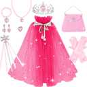 Princess Dress Up for Little Girls Birthday Gifts Costumes Cape Set with 9 Pieces Accessories (M)
