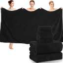 Peryiter Oversized Bath Towels Set of 6 for Adults 40x80 Inches Extra Large Bath Towel Sets Bathroom Sheets Jumbo Shower Towels Quick Dry Absorbent Soft Microfiber for Adults(Black)