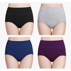 wirarpa Women's Cotton Underwear High Waisted Ladies Panties Full Coverage Briefs 4 Pack XL