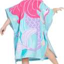 Gealaek 100% Cotton Hooded Towel for Toddlers 2-6 Years Boys Girls Kids Bath Pool Beach Towel Soft Absorbent Beach Poncho Little Mermaid, Large