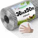 Amagabeli Hardware Cloth 1/2 inch 36inx50ft 19 Gauge Chicken Wire Fence Hot-Dipped Galvanized After Welding Wire Mesh Roll for Vegetable Garden Fencing Plant Supports Poultry Netting Cage Snake Gopher