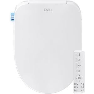 Bidet Toilet Seat, Electric Heated Toilet Seat Elongated with Instant Warm Water & Dryer, Rear and Feminine Washing, Self-Clean Nozzle, Slow Close Lid, Wireless Remote, Night Light 