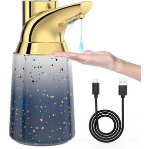 Adjustable Automatic Soap Dispenser Touchless, Ceramic Material4 Adjustable Levels Type-c Rechargeable Operated Sensor Liquid Soap PumpTouch-Free Hand Sanitizer Dispenser (Starry Gold)