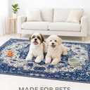 PUPIBOO Washable Pee Pads for Dogs and Cats - Super Absorbent Reusable Puppy Training Pads - 100% Waterproof, Leak-Proof & Non-Slip Whelping Pads for Pet Housebreaking (5x7 FT (Pack of 1), Blue Medallion)