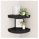 WELLAND Modern Wall Monted Corner Shelves, Corner Display Floating shelf for Bedroom Office Home Décor Accents Set of 2 (Black)