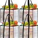 4 Pack Reusable Grocery Bags, Heavy-Duty Shopping Bags with Sturdy Handles, Water-Resistant & Foldable Organizer, Shopping Bags for Groceries, Market, Car Trunk, Multi-Purpose, 33L
