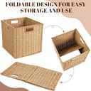 Newtay 6 Pcs Wicker Storage Baskets 11.8 x 11.8 in Cube Storage Bin Organizer Camel Square Foldable Wicker Baskets for Shelves Organizing Decor Laundry Pantry Toys
