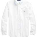 POLO RALPH LAUREN Men's Long Sleeve Oxford Button Down Shirt (Large, White)