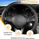 Carbon Fiber Car Steering Wheel Cover, 15 Inch Breathable PU Leather Vehicle Steering Wheel Protector with Anti-Slip Lining, Soft Automotive Interior Accessory, Universal Fit (Black)