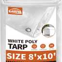 TARPAL 8'x10' White Tarp Waterproof 7.5 mil Medium Duty All Purpose Poly Tarps Cover Waterproof,Snow Proof UV Protection,Rip and Tear Proof,Poly Tarpaulin