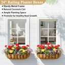 Window Box Railing Planter with Coco Liner 4 Pack 24 Inch Metal Hanging Flower Planter Deck Railing Planters Boxes for Balcony Outdoor Plants Fence Porch Patio