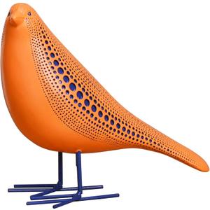 Quoowiit Bird Figurine, Modern Sculpture and Statues for Home Decor, Animal Statues for Bookshelf, Table, Entryway, Fireplace, Resin Decorative Sculpture with Chic Polka Dots Art Design (Orange)