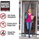 Magic Mesh Elite- More Durable Magnetic Screen Door, Reinforced Seam Mesh Curtain Keeps Bugs Out, One Panel Hook & Loop Frame, Strong & Hidden Magnets- Fits Single Doors up to 39 x 83 Inches