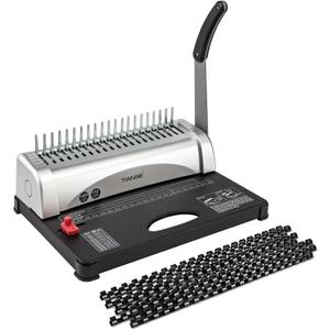 TIANSE Binding Machine, 21-Holes, 450 Sheets, Comb Binding Machines with Starter Kit 100 PCS 3/8'' Comb Binding Spines, Comb Binder Machine Book Maker Perfect for Letter Size, A4, A5 or Smaller Sizes
